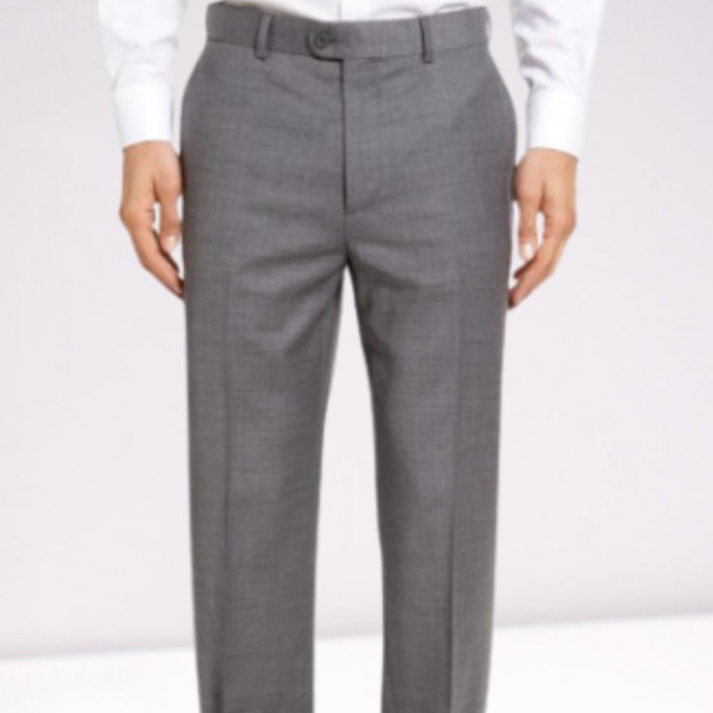 Bensol Flat Front Slim Fit Wool Gabardine Formal Pants